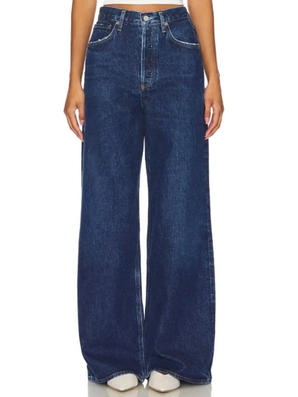 Agolde Dame Dark Wash High Rise Wide Leg No Cuff Enamour Jeans Womens 28